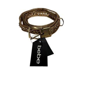 Bebe Womens 42’x1’ Gold Braided Chain Belt 100% Metal